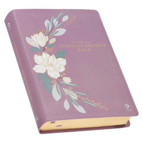 NLT Plum Floral Faux Leather Spiritual Growth Bible