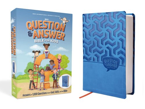 NIrV, Question and Answer Bible for Kids, Leathersoft, Blue, Comfort Print: Answers to 1,000 Questions Kids Ask About God, Faith, and the Bible