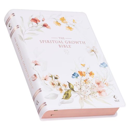 NLT, The Spiritual Growth Bible Faux Leather, Cream Floral Printed
