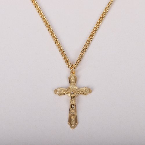 24" Gold Over Sterling Silver Layered Crucifix Necklace