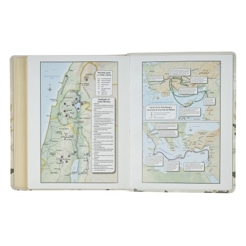 Cream Floral Faux Leather KJV Note-taking Bible - Psalm 91:4