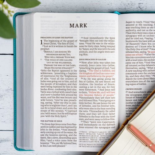 NASB Giant Print Reference Bible, Teal Leathertouch