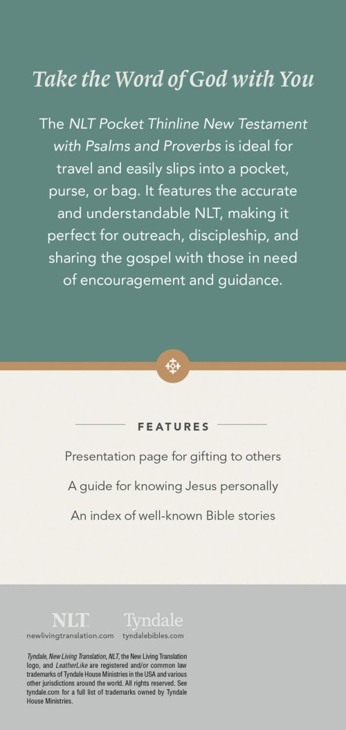 NLT Pocket Thinline New Testament with Psalms and Proverbs (LeatherLike, Teal Cross)