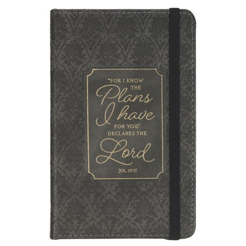 Notebook with Elastic Closure Faux Black and Grey I Know the Plans
