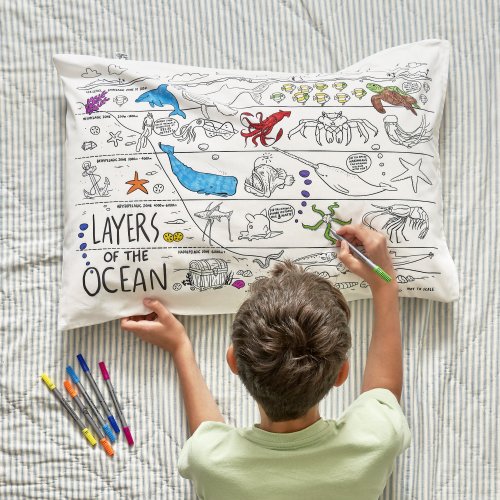 Under the Sea Pillowcase - Colour in and Learn