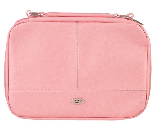 Two-fold Pink Faux Leather Organiser Bible Cover - Extra Large