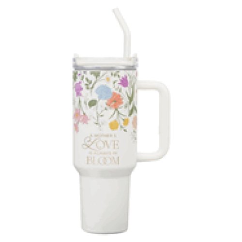 Tumbler SS White Floral A Mother's Love 2 Cor. 12:9