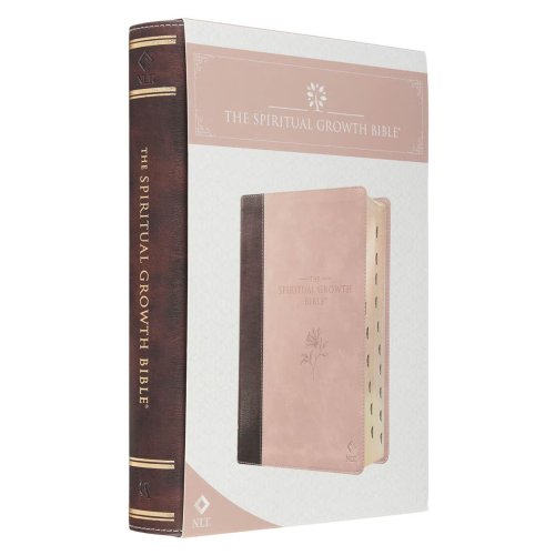 NLT, The Spiritual Growth Bible Faux Leather, Two-tone Pink and Brown