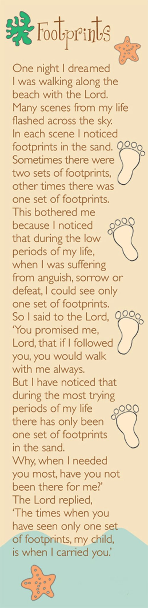 Bookmarks - Footprints (Shell) - Pack of 10 Individual Design