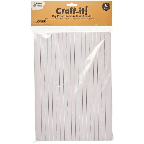 Dry Wipe Lined A4 Whiteboards (Pack of 10)