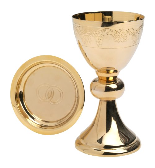 Gold Plated Chalice with Paten H 19 cm