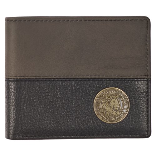 Leather Wallet: Black Lion/Josh. 1:9