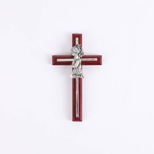 6" Girl Cherry & Silver Wall Cross
