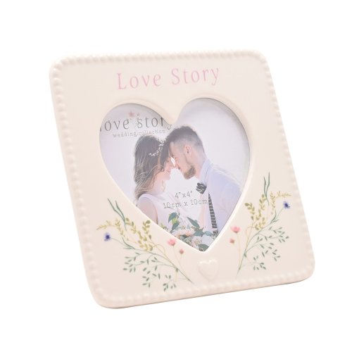 Love Story Ceramic Photo Frame 4" x 4" - Love Story