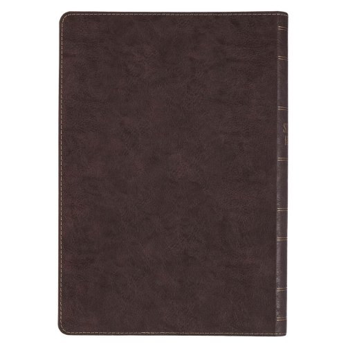 KJV Dark Brown and Honey Brown Faux Leather Large Print King James Version Study Bible with Thumb Index