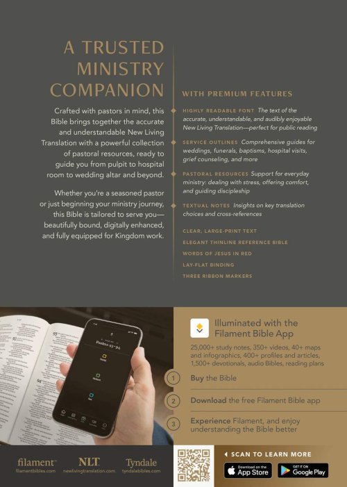 NLT Pastor's Bible, Filament Enabled (LeatherLike, Brown, Red Letter)