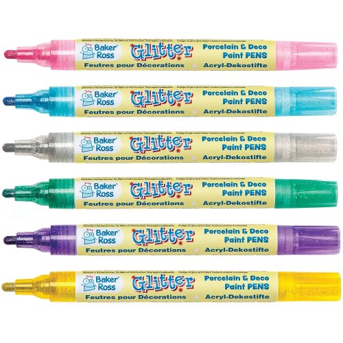 Glitter Porcelain & Deco Paint Pens (Set A Pack of 6)