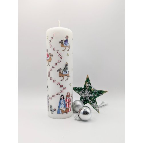 20cm Nativity Pillar Advent Candle - Single