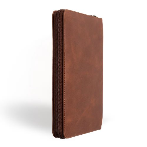 CSB Personal Size Bible, Holman Handcrafted Collection, Zipper Closure, Marbled Tan Premium Calfskin
