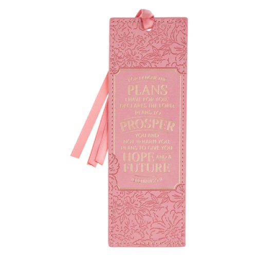Bookmark Faux Leather Pink Floral Hope & A Future Jer. 29:11
