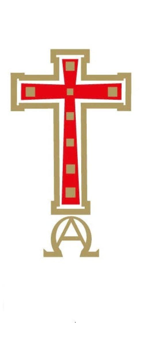 Candle Sticker - Red And Gold Cross Sq Pattern (Without Year)