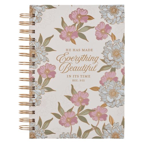 Journal Spiral-bound White Floral Everything Beautiful Ecc. 3:11
