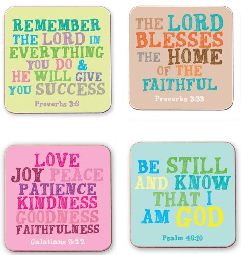 Inspirational Bible Quotes Coaster Set (Set Of 4 Designs)