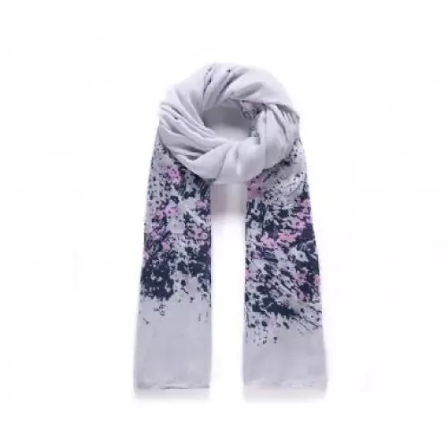 Silvery, Pink & Navy Floral Print Scarf