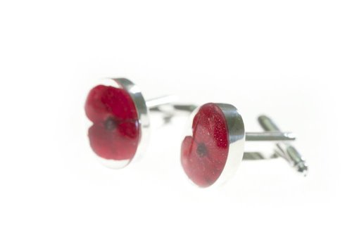 Remembrance Silver Poppy Oval Cufflinks (PCLSS)