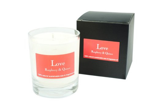 Love Scented Glass Gift Candle - Raspberry & Quince