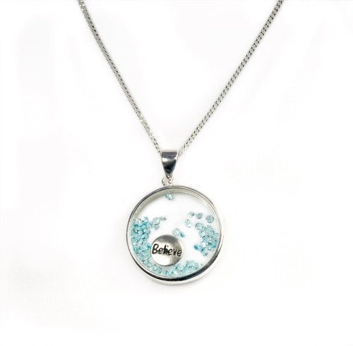 Sterling Silver Believe Charm Pendant Necklace, With 41cm Sterling Silver Chain (SP772C)