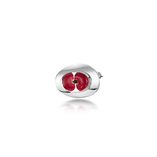 Sterling Silver Poppy Brooch(Sm Oval)**Pb01**