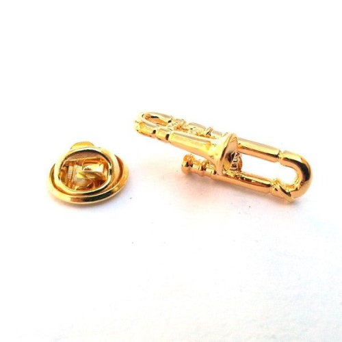 Gold Plated Trombone Music Instrument Lapel Pin Badge (X2AJTP219)
