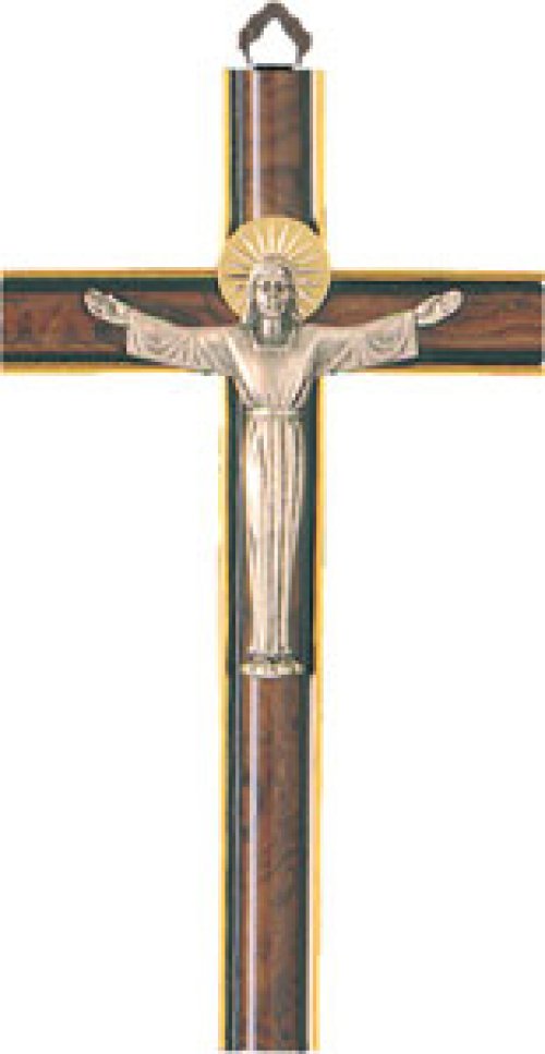 8" Metal Risen Christ Wood Crucifix