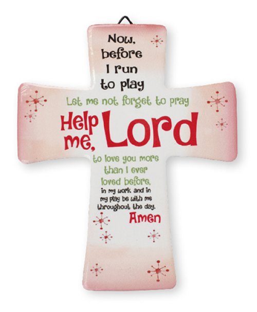 Girl's Lord Help Me Porcelain Message Cross