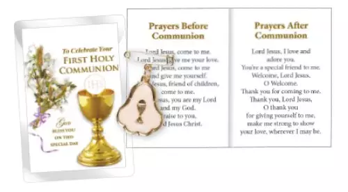 Communion Medal Brooch & Leaflet With Wallet
