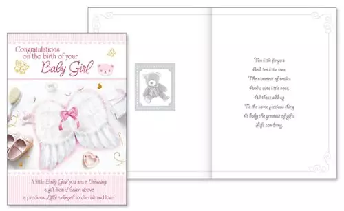 Card/Congratulations - Baby Girl with Insert