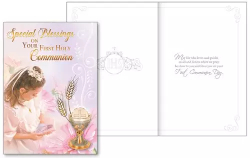 Girl's Communion Card with Insert
