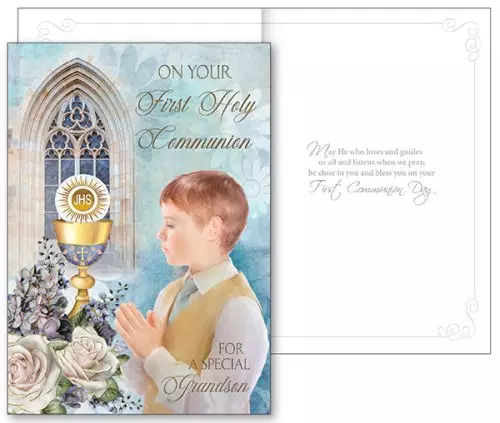 Grandson Communion Card with Insert