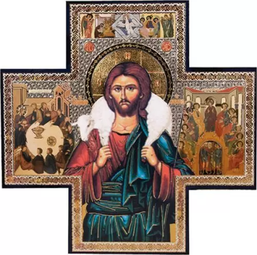 Wood Cross/Icon - Good Shepherd 6 inch x 6 inch