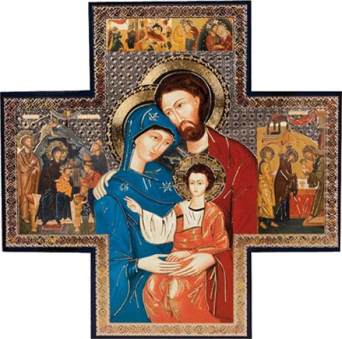 Wood Cross/Icon - Holy Family 6 inch x 6 inch