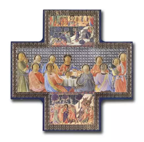 Wood Cross/Icon - Last Supper  6 inch x 6 inch