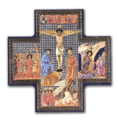 Wood Cross/Icon - Crucifixion  6 inch x 6 inch