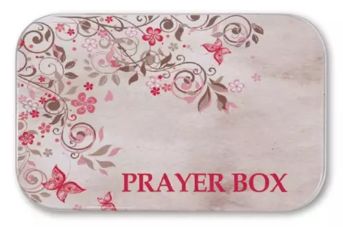 Pink Tin Prayer Box with Memo Pad and Pencil