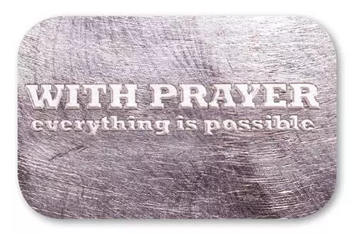 With Prayer Everything is Possible Tin Prayer Box with Memo Pad and Pencil