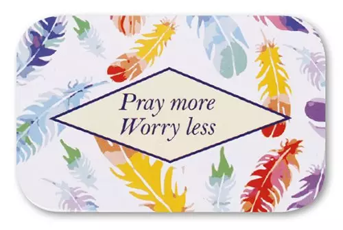 Pray More Worry Less Tin Prayer Box with Memo Pad and Pencil