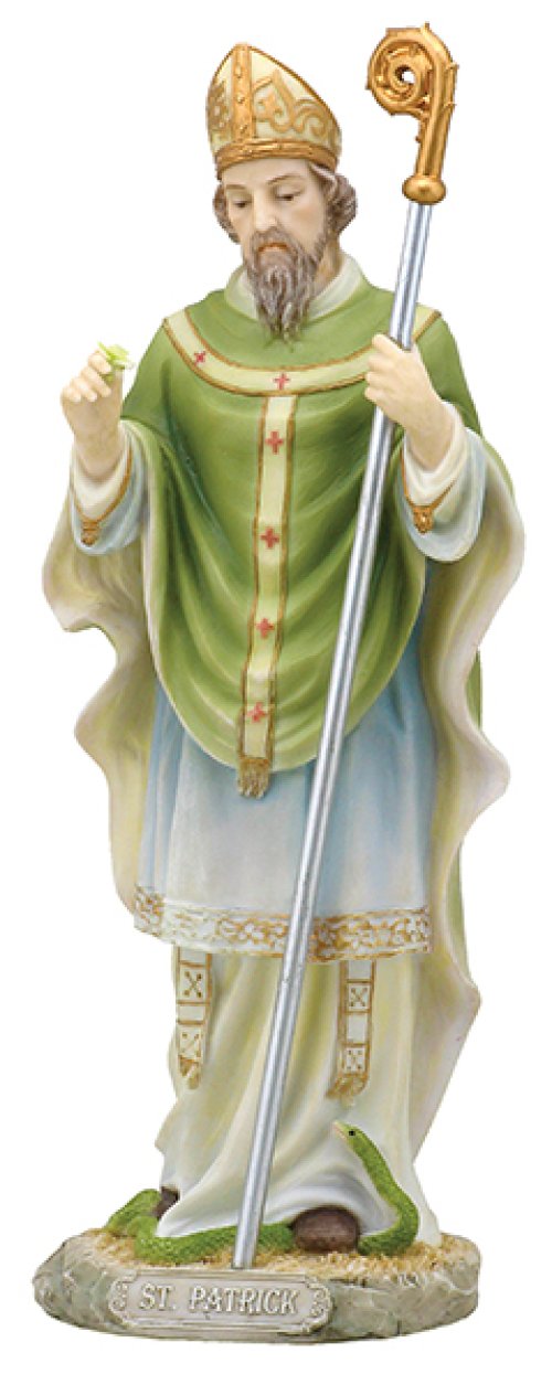 8 1/2" Saint Patrick Resin Veronese Statue