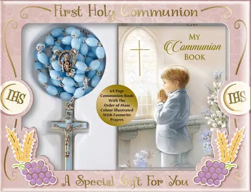 Communion Plastic Rosary with Boy's Prayer Book