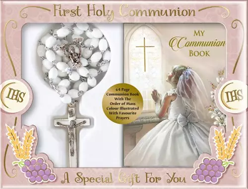 Communion Plastic Rosary with Girl's Prayer Book