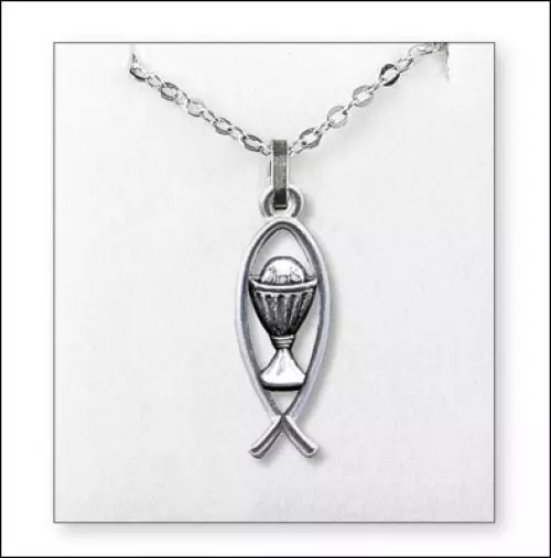Silver Plated Fish Shaped Chalice Communion Necklet